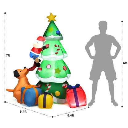 7 Feet Inflatable Christmas Tree Santa Decor with LED Lights Cartsfy Inc.