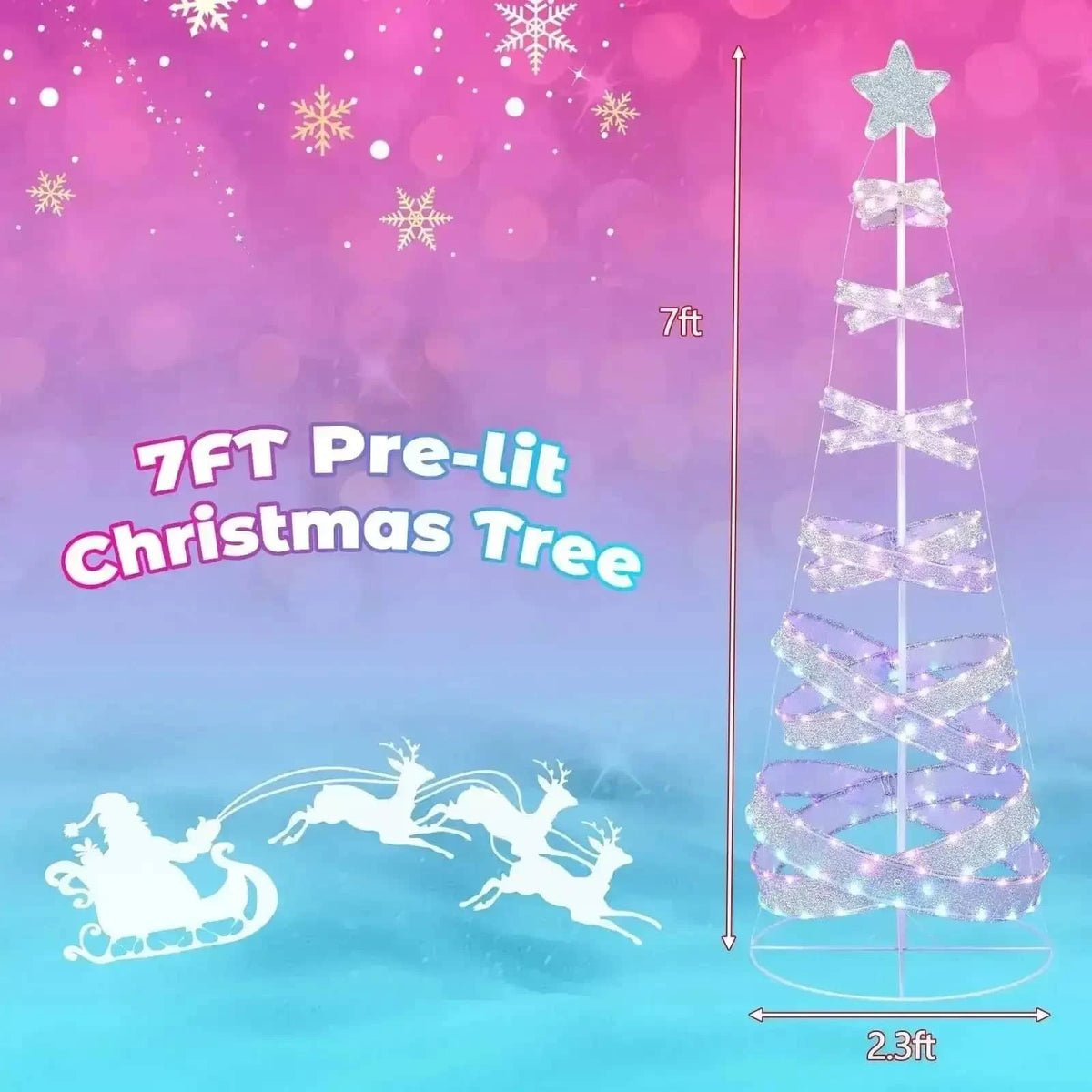 7 Feet Outdoor Spiral Christmas Tree for Party  Xmas New Year Decoration Cartsfy Inc.