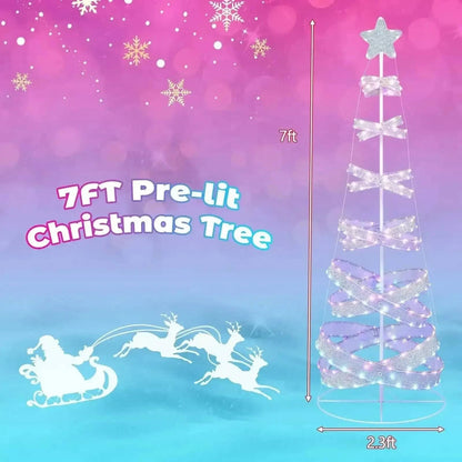 7 Feet Outdoor Spiral Christmas Tree for Party  Xmas New Year Decoration Cartsfy Inc.