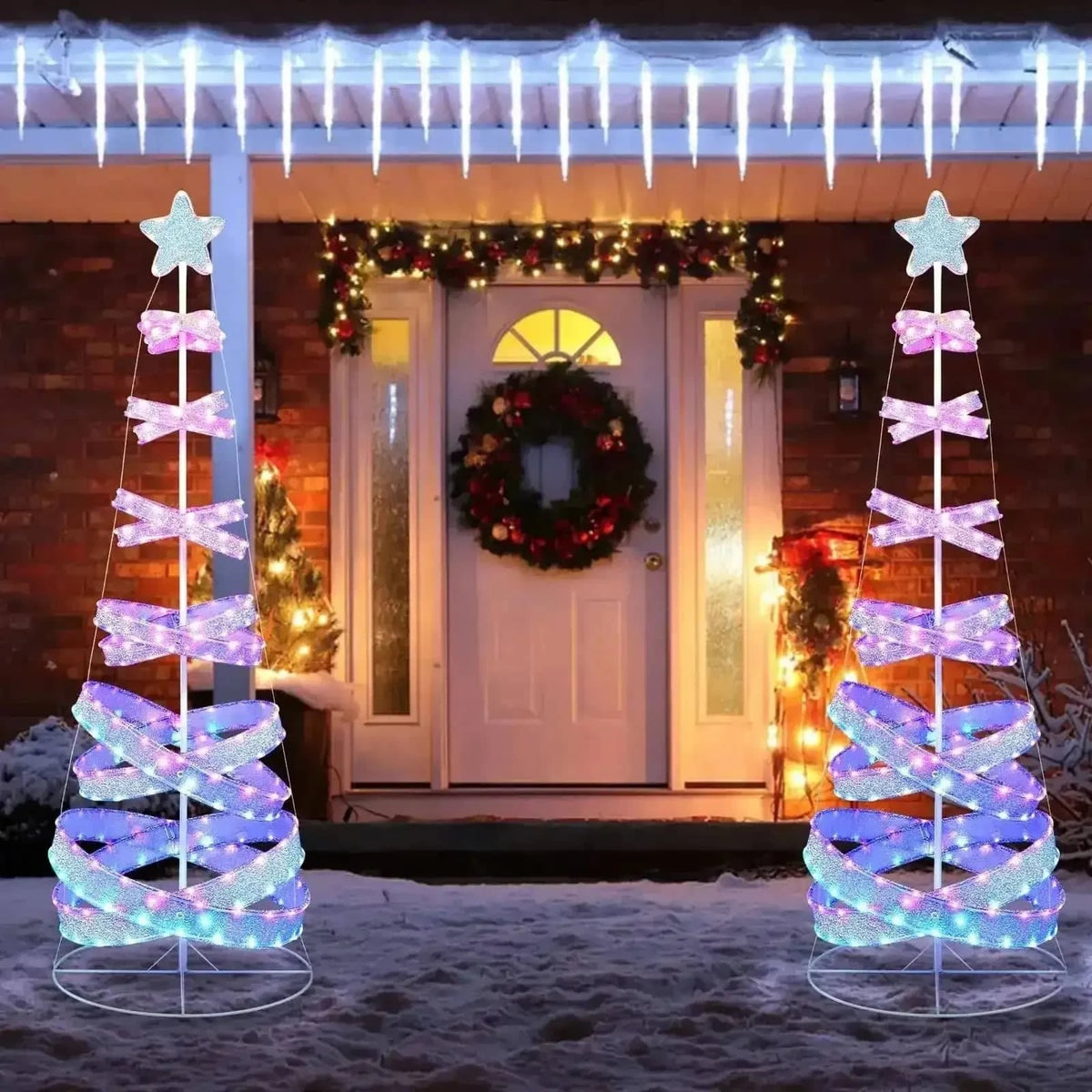 7 Feet Outdoor Spiral Christmas Tree for Party  Xmas New Year Decoration Cartsfy Inc.
