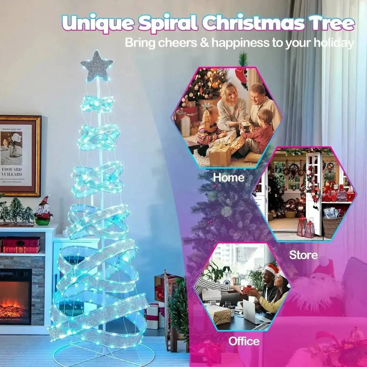 7 Feet Outdoor Spiral Christmas Tree for Party  Xmas New Year Decoration Cartsfy Inc.