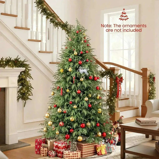 7 Feet Pre-Lit Artificial Christmas Tree Hinged Faux Xmas Tree with Soft Branch Tips Cartsfy Inc.