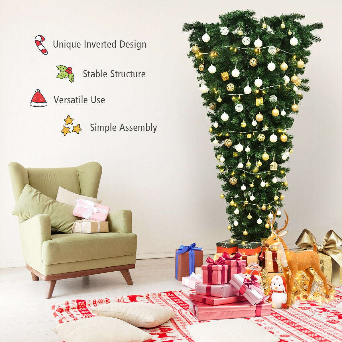 7 Feet Unlit Upside Down Artificial Christmas Tree Cartsfy Inc.