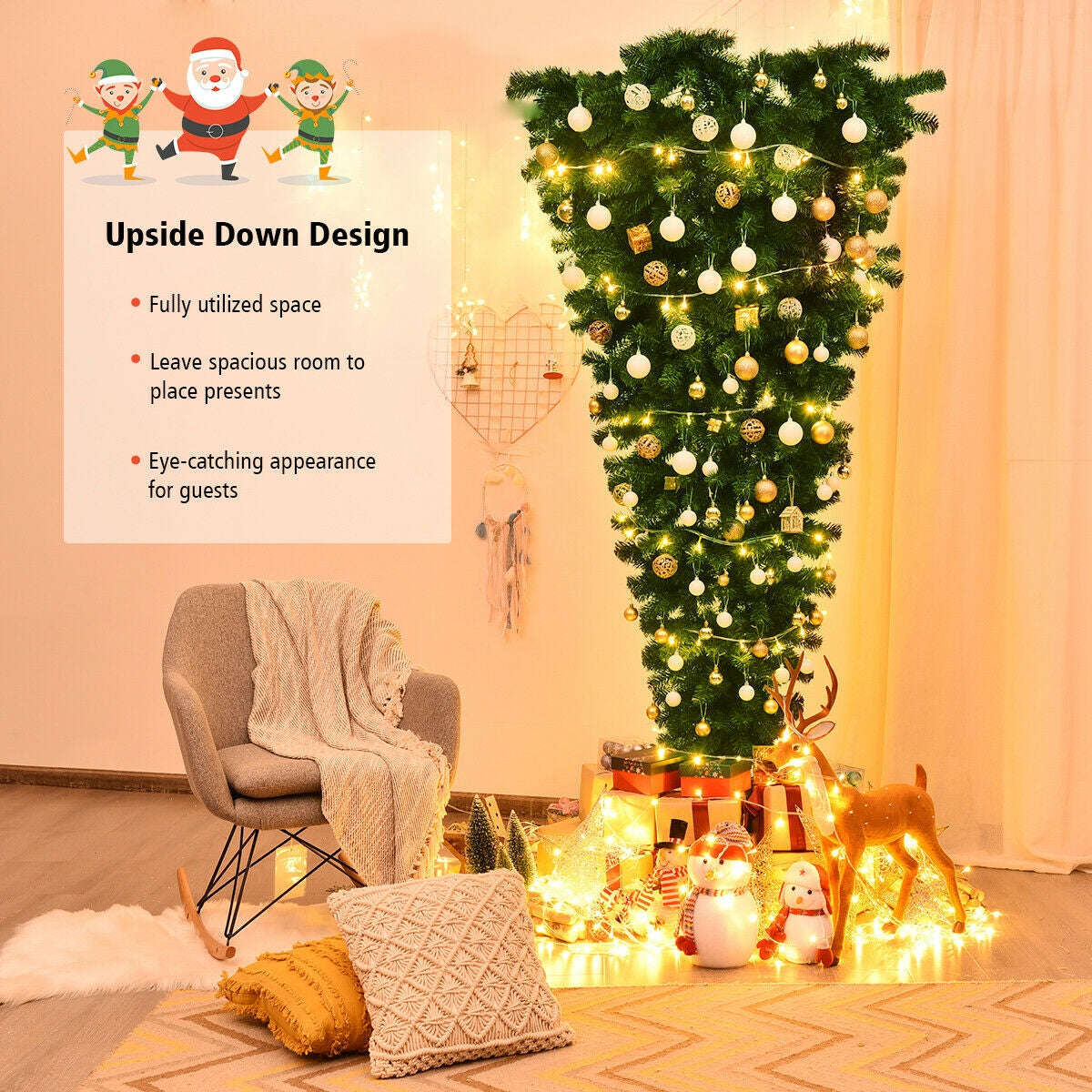 7 Feet Unlit Upside Down Artificial Christmas Tree Cartsfy Inc.