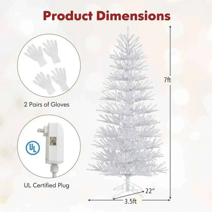 7 FT Artificial Pre-lit Christmas Tree Hinged Xmas Tree with 820 Coral-like Branch Tips Cartsfy Inc.