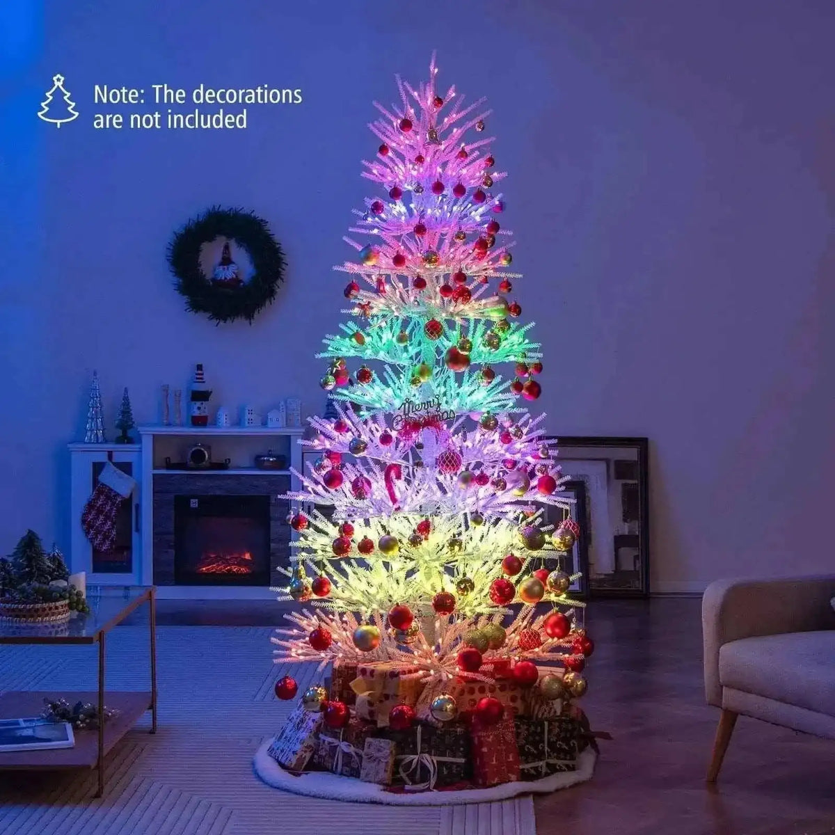 7 FT Artificial Pre-lit Christmas Tree Hinged Xmas Tree with 820 Coral-like Branch Tips Cartsfy Inc.