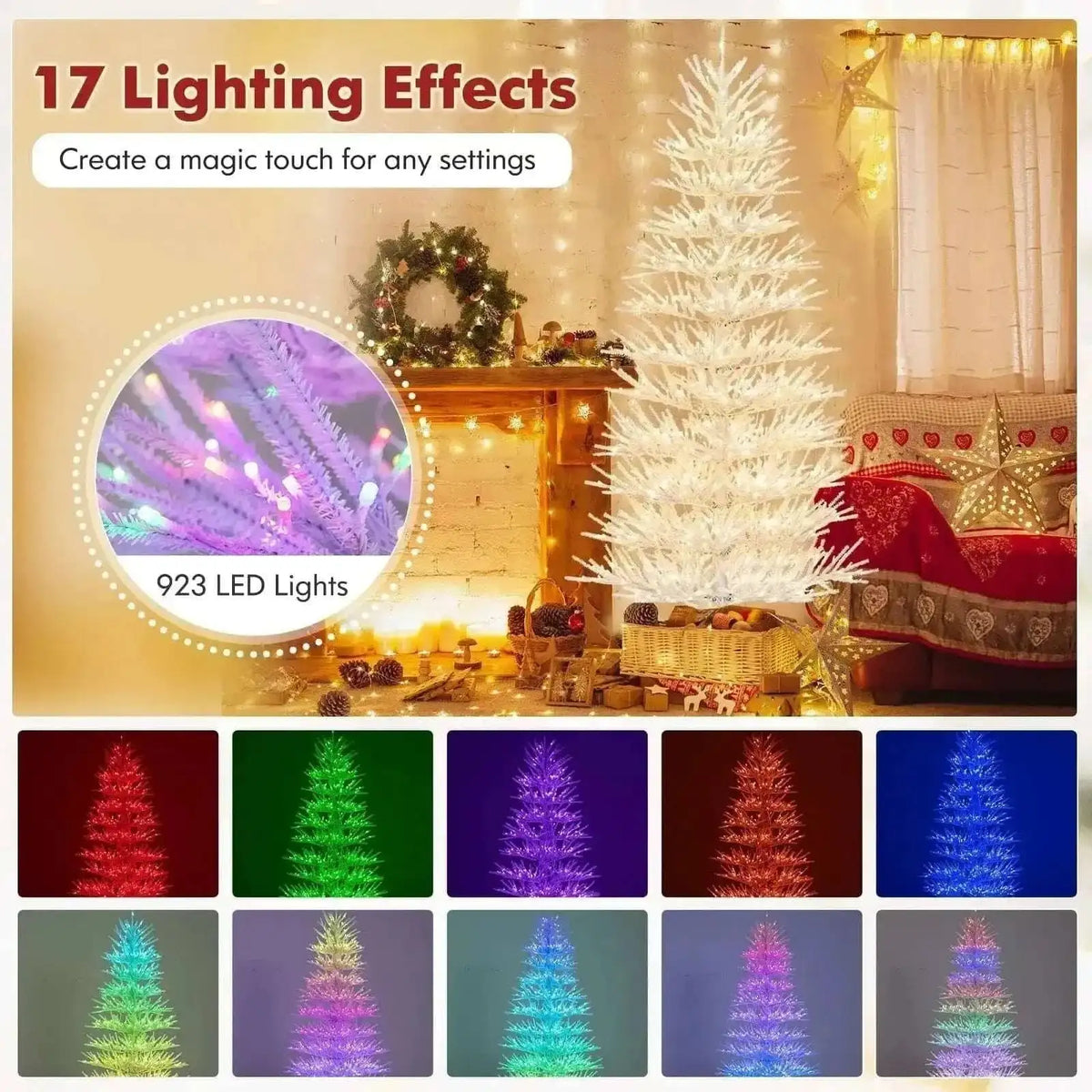 7 FT Artificial Pre-lit Christmas Tree Hinged Xmas Tree with 820 Coral-like Branch Tips Cartsfy Inc.