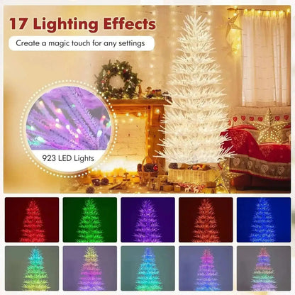 7 FT Artificial Pre-lit Christmas Tree Hinged Xmas Tree with 820 Coral-like Branch Tips Cartsfy Inc.