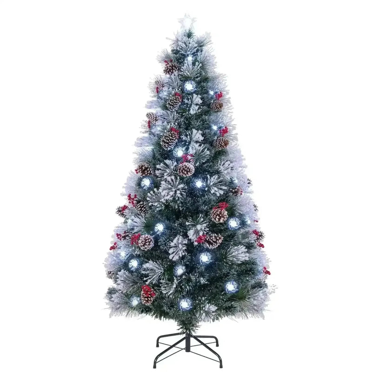 7 FT Flocked Christmas Tree with 8 Lighting Modes Cartsfy Inc.