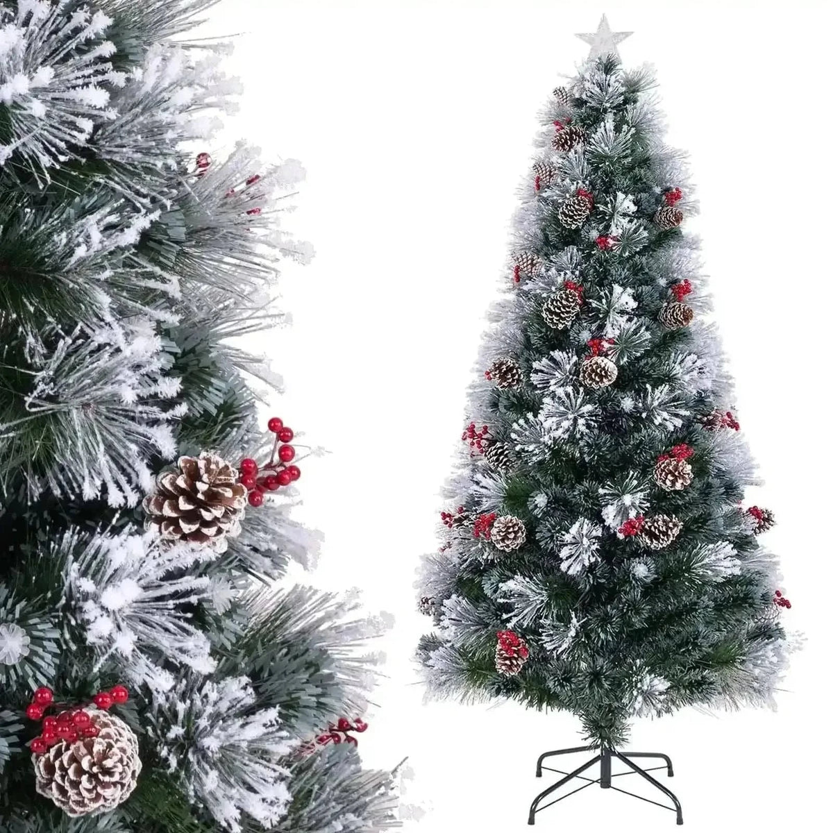 7 FT Flocked Christmas Tree with 8 Lighting Modes Cartsfy Inc.