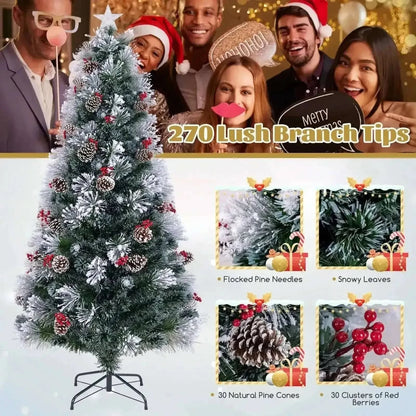 7 FT Flocked Christmas Tree with 8 Lighting Modes Cartsfy Inc.