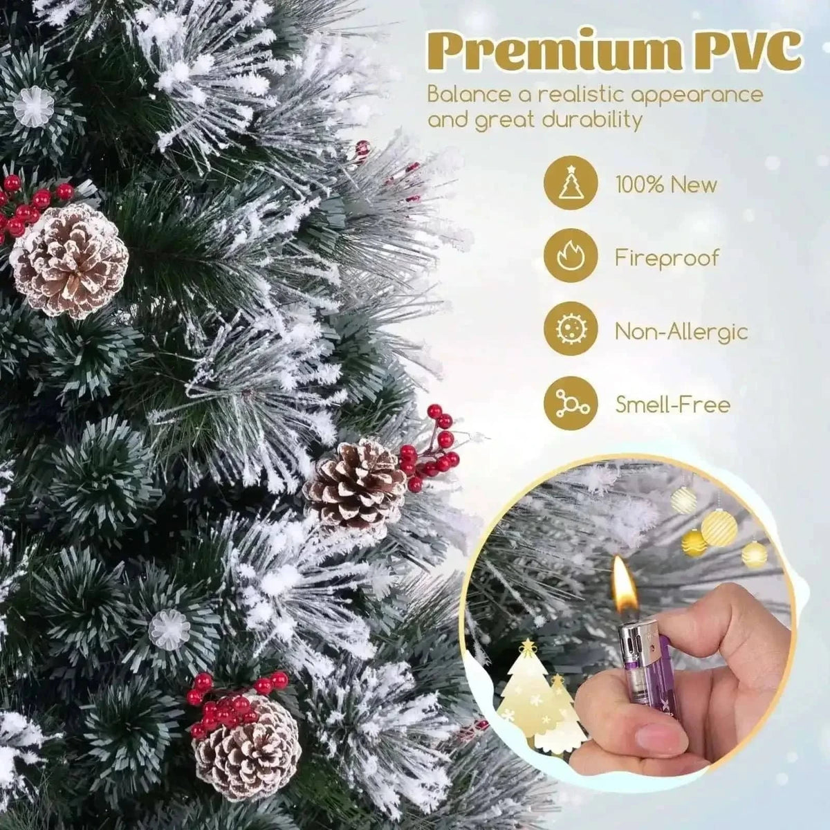 7 FT Flocked Christmas Tree with 8 Lighting Modes Cartsfy Inc.