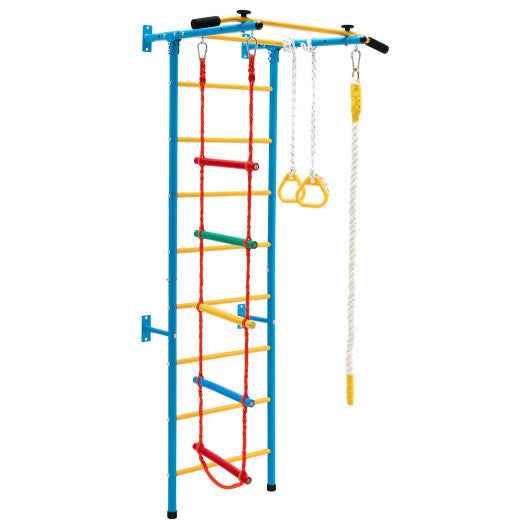 7 In 1 Kids Indoor Gym Playground Swedish Wall Ladder for Solid Wall-Yellow Cartsfy Inc.