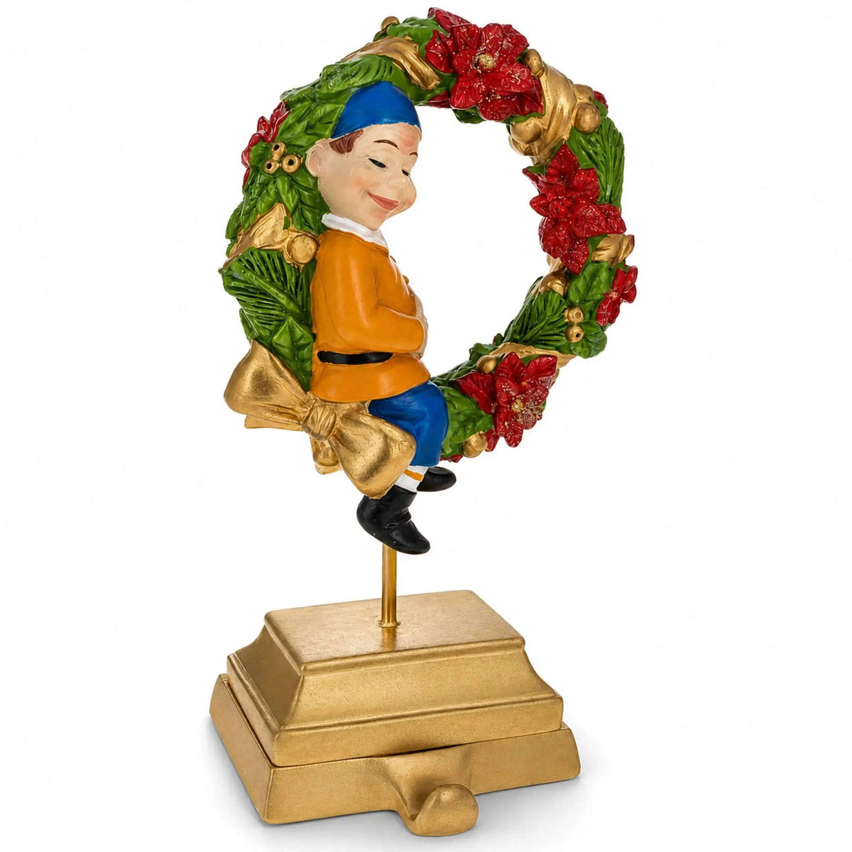 7-Inch Wreath Metal Christmas Stocking Holder Hanger with Elf Design Cartsfy Inc.
