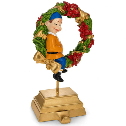 7-Inch Wreath Metal Christmas Stocking Holder Hanger with Elf Design Cartsfy Inc.