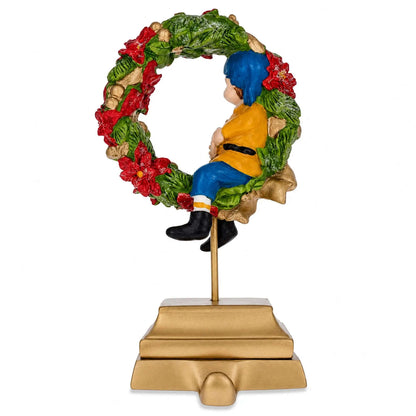 7-Inch Wreath Metal Christmas Stocking Holder Hanger with Elf Design Cartsfy Inc.