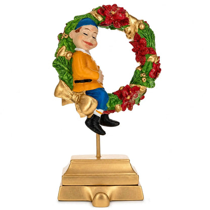 7-Inch Wreath Metal Christmas Stocking Holder Hanger with Elf Design Cartsfy Inc.