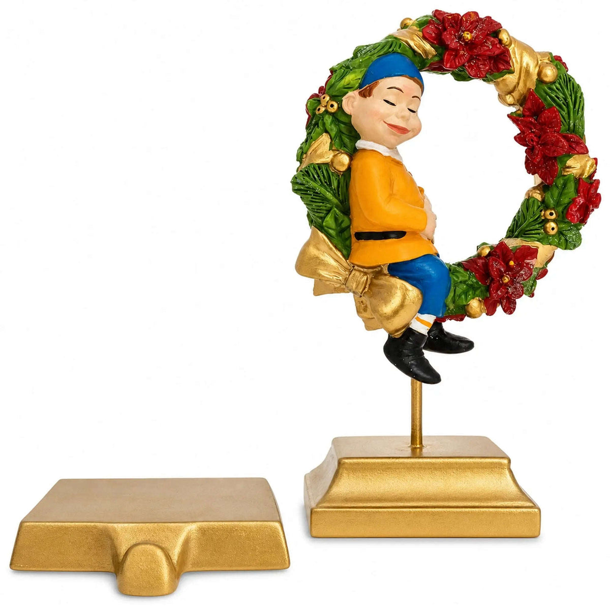 7-Inch Wreath Metal Christmas Stocking Holder Hanger with Elf Design Cartsfy Inc.
