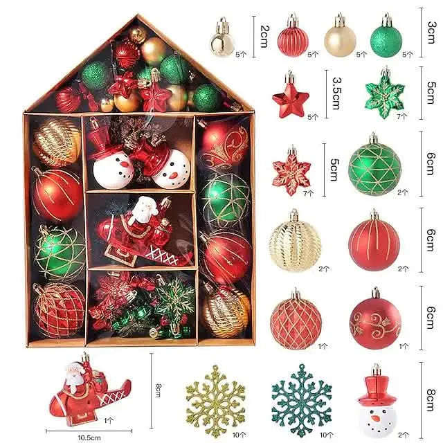 70-Pieces Set: Christmas Tree Decorations Christmas Ball Cartsfy Inc.