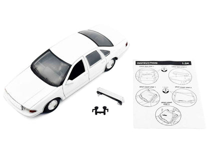 1993 Chevrolet Caprice Police Car Unmarked White "Custom Builder's Kit" Series 1/24 Diecast Model Car by Motormax