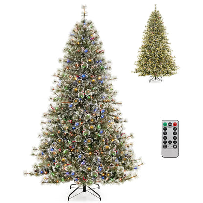 6/7.5/9 FT Artificial Christmas Tree Pre-Lit Hinged Holiday Tree with 360° Quick Power Connector