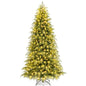7 Feet Pre-Lit Artificial Christmas Tree Hinged Faux Xmas Tree with Soft Branch Tips