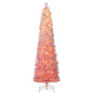 6 FTSnow-flocked Artificial Pink Christmas Tree Pre-lit Hinged Xmas Tree for Holiday Decoration