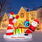 7 Feet Christmas Inflatables Santa with Slingshot and Built-in LED Lights Outdoor Decoration