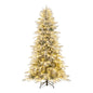 7 Feet Snow-flocked Artificial Christmas Tree Pre-lit Hinged Xmas Tree with Warm White LED Lights
