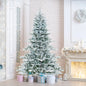7 Feet Snow Flocked Artificial Christmas Tree with Cool White LED Lights