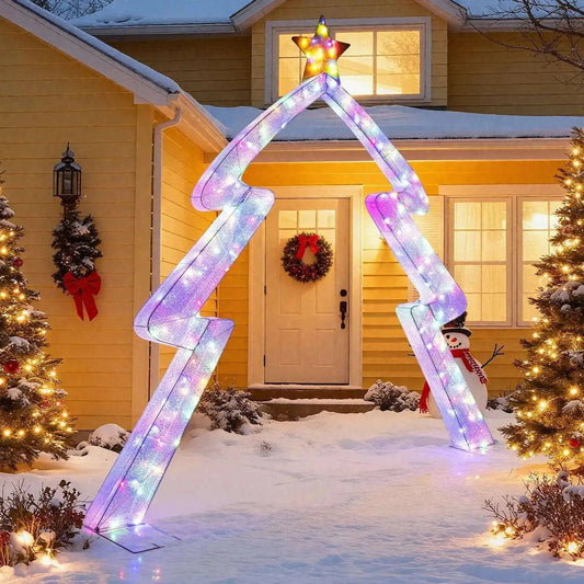 8.8 Feet Christmas Tree-shaped Archway with Top Star Cartsfy Inc.