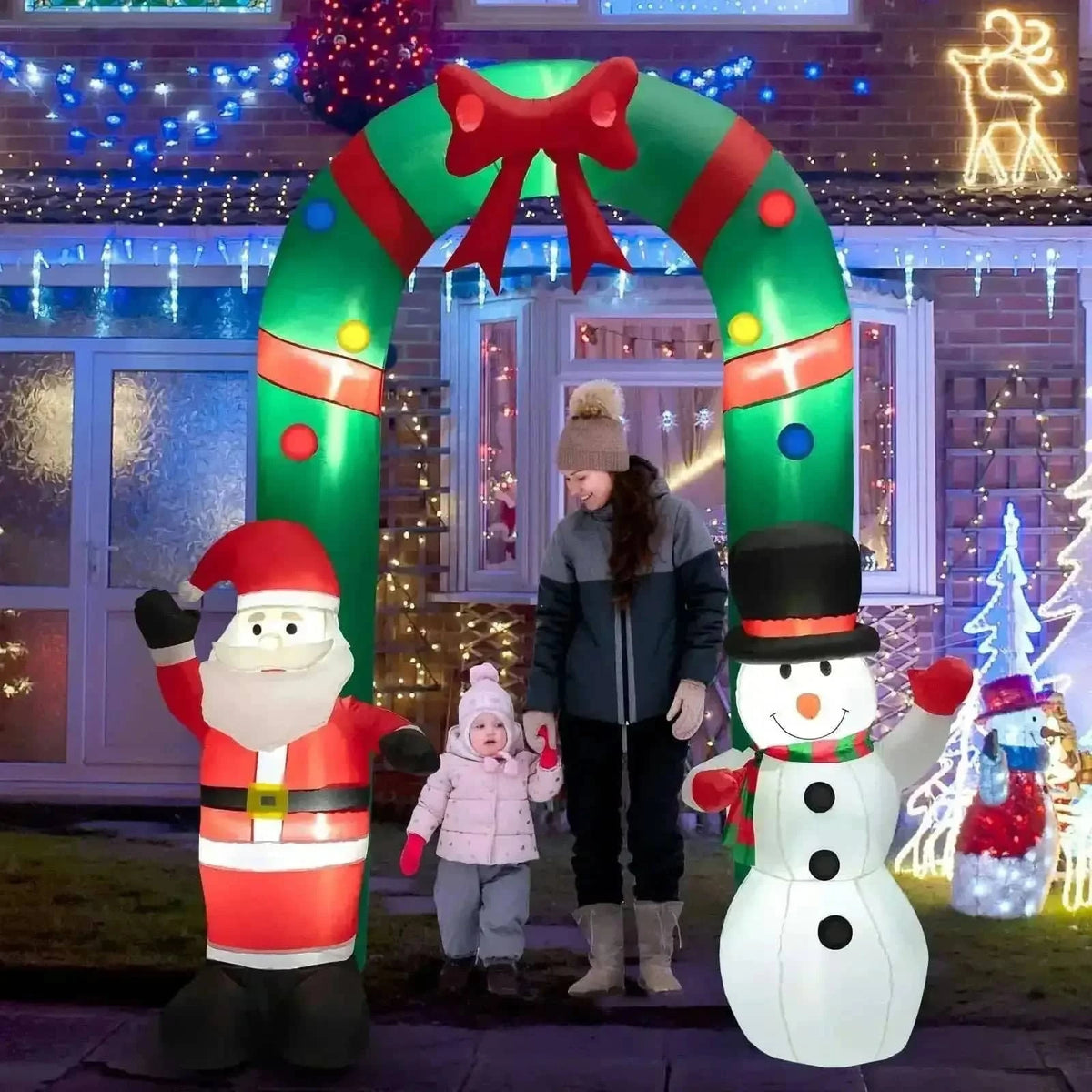 8 Feet Christmas Inflatable Archway with Santa Claus and Snowman Cartsfy Inc.