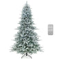 8 Feet Snow Flocked Artificial Christmas Tree with Cool White LED Lights Cartsfy Inc.