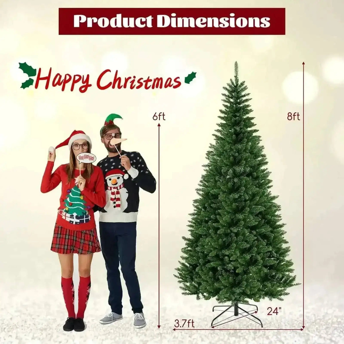 8 FT Corner Artificial Christmas Tree with 1137 Branch Tips and 360 Warm White LED Lights Cartsfy Inc.