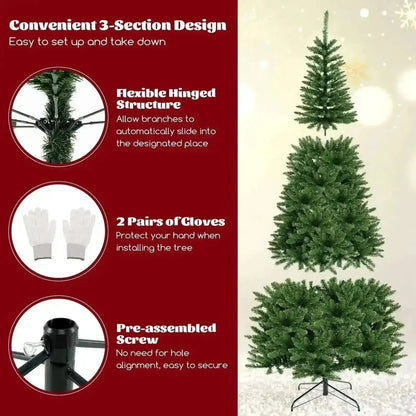 8 FT Corner Artificial Christmas Tree with 1137 Branch Tips and 360 Warm White LED Lights Cartsfy Inc.