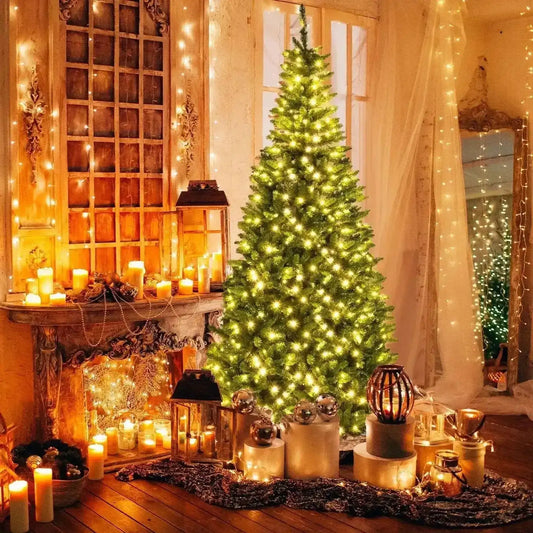 8 FT Corner Artificial Christmas Tree with 1137 Branch Tips and 360 Warm White LED Lights Cartsfy Inc.