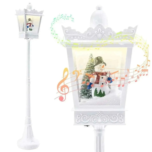 8 ft Musical Christmas Streetlight with Warm White LED Lights and Snowy Effects