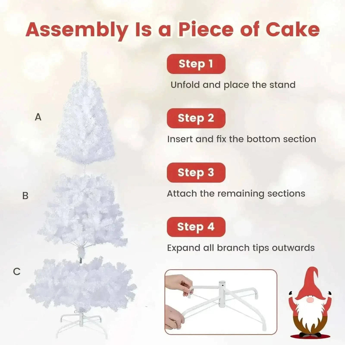 8 ft White Artificial PVC Christmas Tree with Stand Cartsfy Inc.