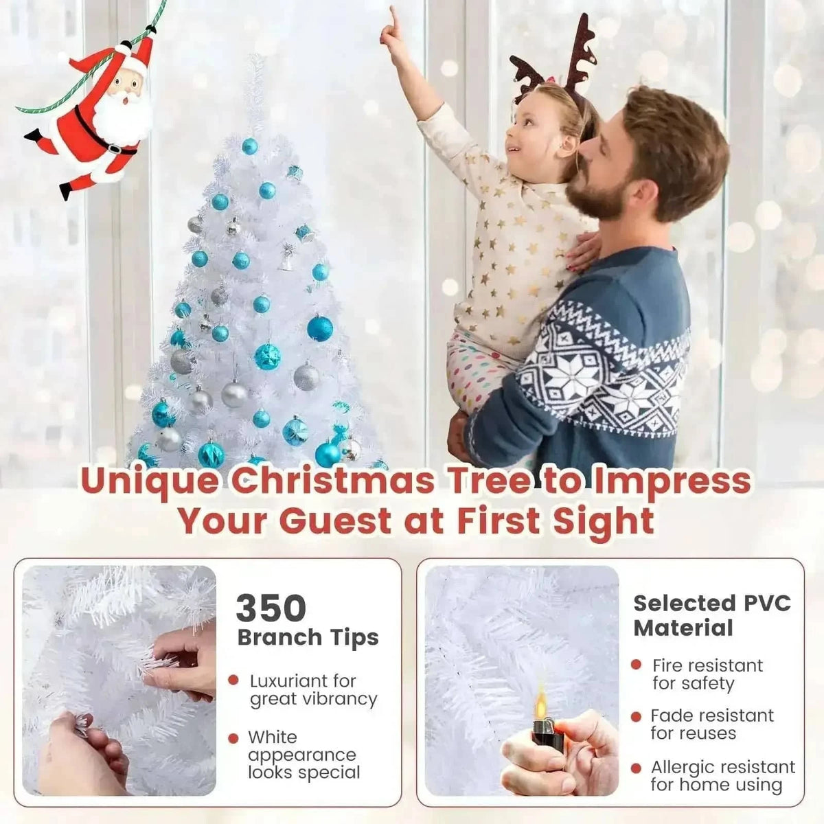 8 ft White Artificial PVC Christmas Tree with Stand Cartsfy Inc.