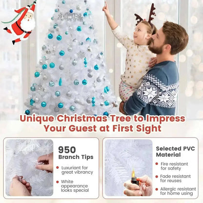 8 ft White Artificial PVC Christmas Tree with Stand Cartsfy Inc.
