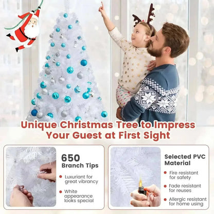 8 ft White Artificial PVC Christmas Tree with Stand Cartsfy Inc.