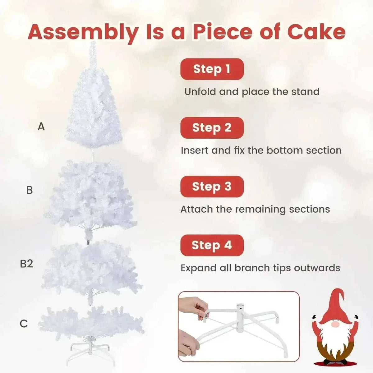 8 ft White Artificial PVC Christmas Tree with Stand Cartsfy Inc.