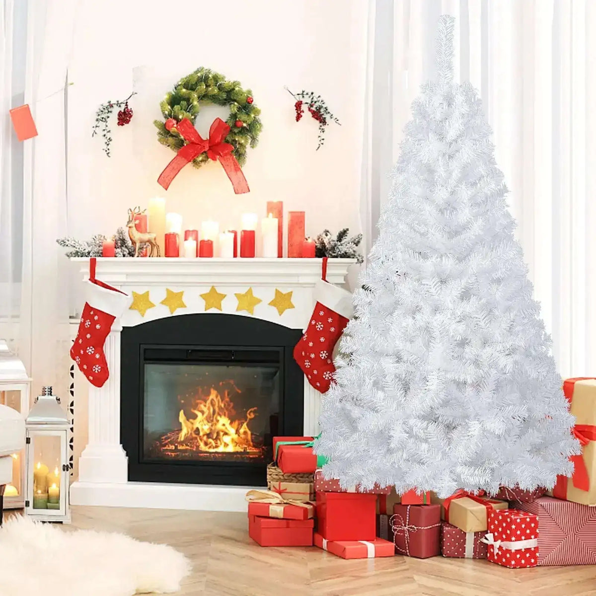 8 ft White Artificial PVC Christmas Tree with Stand Cartsfy Inc.