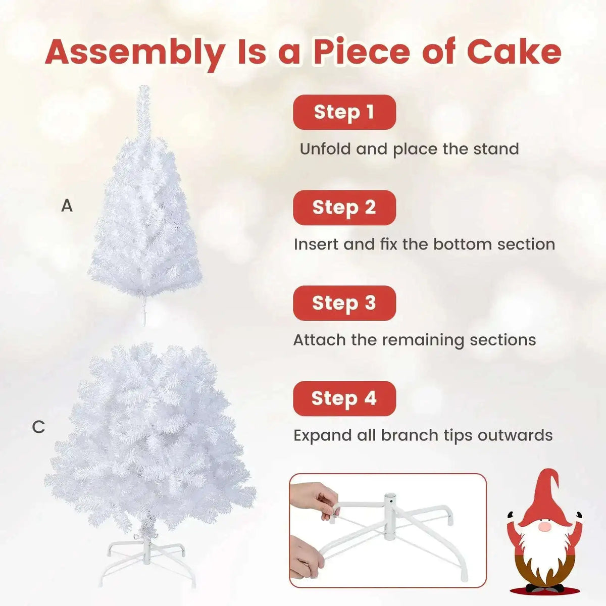8 ft White Artificial PVC Christmas Tree with Stand Cartsfy Inc.