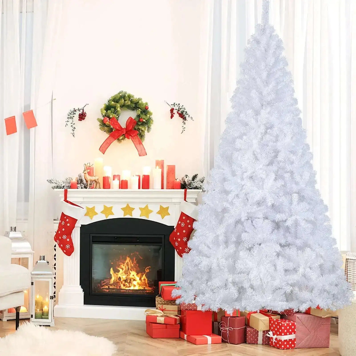 8 ft White Artificial PVC Christmas Tree with Stand Cartsfy Inc.