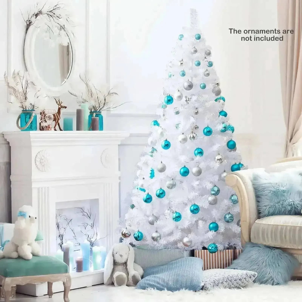 8 ft White Artificial PVC Christmas Tree with Stand