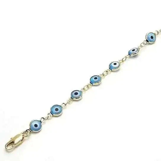 8" Gold Filled Evil Eye Light Blue Bracelet Cartsfy Inc.