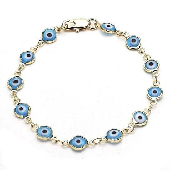 8" Gold Filled Evil Eye Light Blue Bracelet - Cartsfy Inc.