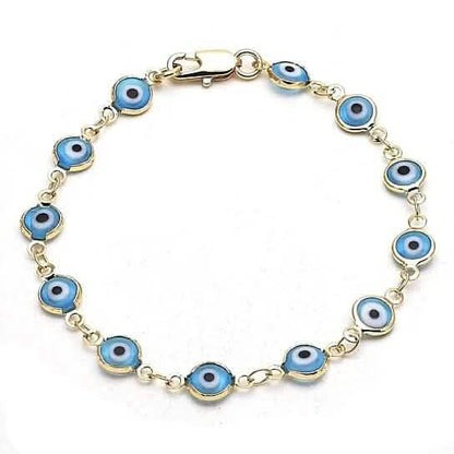 8" Gold Filled Evil Eye Light Blue Bracelet - Cartsfy Inc.