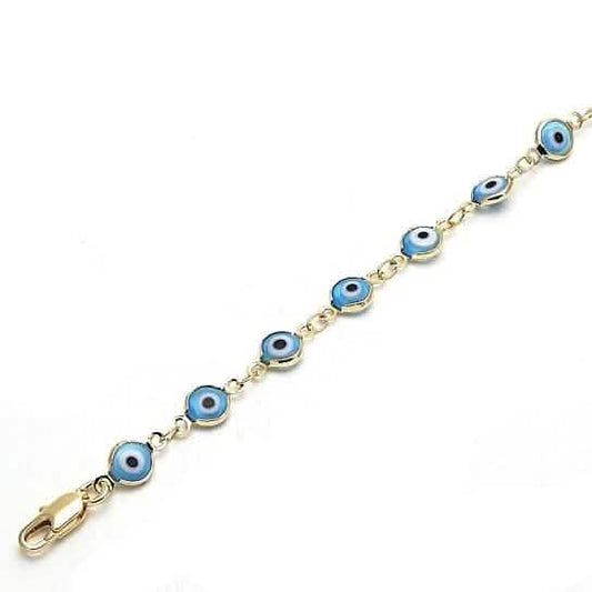 8" Gold Filled Evil Eye Light Blue Bracelet - Cartsfy Inc.
